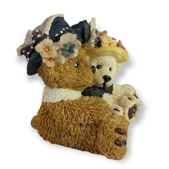 Teddy Bear Mother and Daughter Musical Still Coin Bank 6 in Tall Vintage - Picture 4 of 5